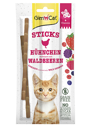 Gimcat kattensnack Sticks met Kip en Bosbessen 3 st