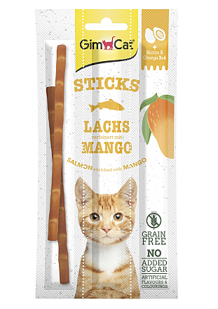 Gimcat kattensnack Sticks met Zalm en Mango 3 st