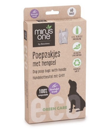 Beeztees Minus One Poepzakjes met Handvat Lavendel 60 st